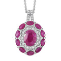 Royal Ruby and White Zircon 3.25 ctw Cocktail Pendant Necklace in Rhodium Over Sterling Silver 20 Inches - Sticky add to cart bar