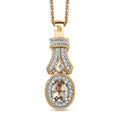AAA Turkizite, White Zircon Pendant Necklace (20 Inches) in 18K Vermeil YG Over Sterling Silver 1.60 ctw - Sticky add to cart bar