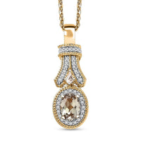 AAA Turkizite, White Zircon Pendant Necklace (20 Inches) in 18K Vermeil YG Over Sterling Silver 1.60 ctw