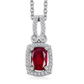 Niassa Ruby (FF) and White Zircon 1.70 ctw Twilight Blossom Pendant in Rhodium Over Sterling Silver with Stainless Steel Necklace 20 Inches - Sticky add to cart bar
