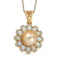 South Sea Golden Cultured Pearl and Multi Gemstone 1.35 ctw Helenium Flower Pendant Necklace in 18K Vermeil Yellow Gold Over Sterling Silver 20 Inches - Sticky add to cart bar