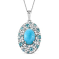 Larimar and Multi Gemstone 9.80 ctw Ocean Bubbles Pendant Necklace in Rhodium Over Sterling Silver 20 Inches - Sticky add to cart bar
