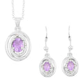Simulated Amethyst and Simulated Diamond 2.30 ctw Earrings, Pendant Necklace in Silvertone 18 Inches - Sticky add to cart bar