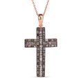 Doorbuster Blue Diamond (IR) Cross Pendant Necklace (20 Inches) in Platinum Over Sterling Silver 1.00 ctw - Sticky add to cart bar