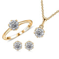 Moissanite Earrings, Solitaire Ring (Size 5.0), Pendant in Rhodium Over Sterling Silver with Stainless Steel Necklace (20 Inches) 2.35 ctw - Sticky add to cart bar