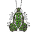 GP Trionfo Collection Chrome Diopside and White Zircon 1.75 ctw Frog Pendant Necklace - Sticky add to cart bar