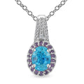 TLV Cambodian Blue Zircon, Multi Gemstone Ocean Bloom Pendant Necklace (20 Inches) in Rhodium Over Sterling Silver 2.30 ctw - Sticky add to cart bar