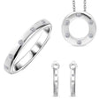 Luxuriant Lab Grown Diamond (G-H, SI) Hoop Earrings, Band Ring (Size 6) and Circle Pendant Necklace (18 Inches) in Platinum Over Sterling Silver (Del. in 5-7 Days) 0.50 ctw - Sticky add to cart bar