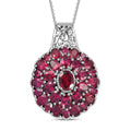 Tanzanian Wine Garnet 13.35 ctw Pendant Necklace in Rhodium Over Sterling Silver 20 Inches - Sticky add to cart bar