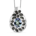 Peacock Tanzanite and Green Diamond 1.30 ctw Pendant Necklace in Rhodium Over Sterling Silver 20 Inches - Sticky add to cart bar