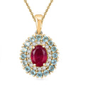 Premium Niassa Ruby (FF) and Multi Gemstone 3.00 ctw Blooming Pendant Necklace in 18K Vermeil YG Over Sterling Silver 20 Inches - Sticky add to cart bar
