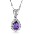 Simulated Alexandrite and Simulated Diamond 2.60 ctw Pendant Necklace in Silvertone 18 Inches - Sticky add to cart bar