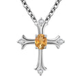 African Amethyst and White Zircon Cross 0.50 ctw Pendant in Sterling Silver with Stainless Steel Chain 20 Inches - Sticky add to cart bar