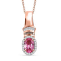 Certified & Appraised Luxoro AAA Mahenge Spinel, Natural Champagne and White Diamond 0.65 ctw Ballerina Pendant Necklace in 10K Rose Gold 20 Inches - Sticky add to cart bar