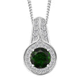 Chrome Diopside and White Zircon 1.15 ctw Halo Pendant Necklace 20 Inches in Platinum and Rhodium Over Sterling Silver - Sticky add to cart bar