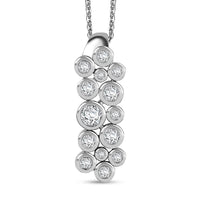 Moissanite Pendant Necklace (20 Inches) in Rhodium Over Sterling Silver 1.00 ctw