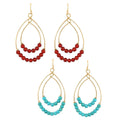 Agate and Howlite 15.00 ctw Set of 2 Beaded Earrings Goldtone - Sticky add to cart bar