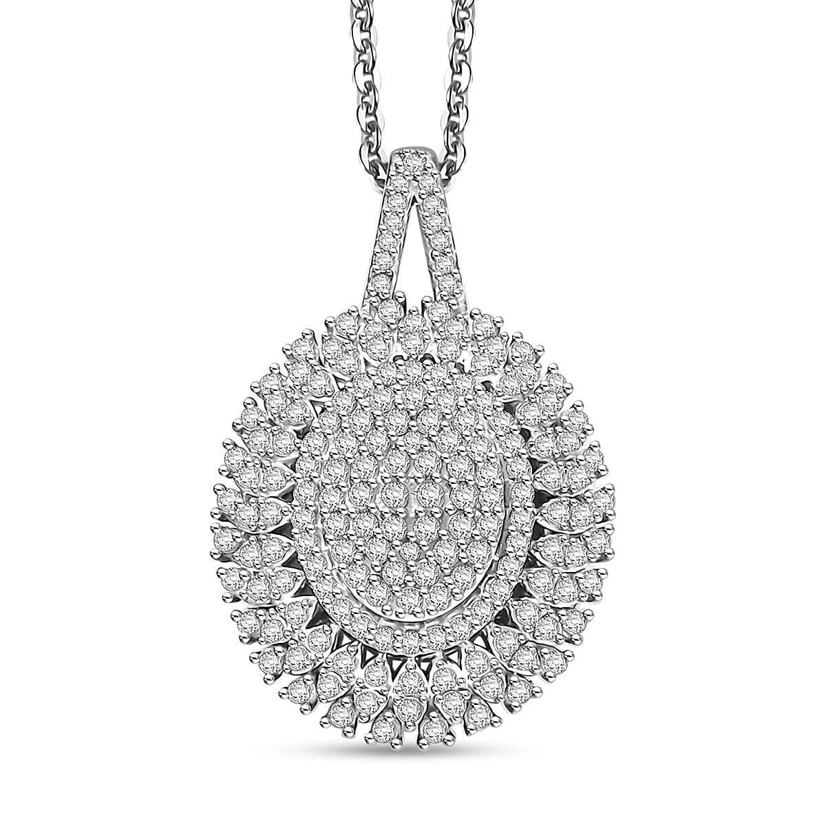 Doorbuster Diamond Pendant Necklace (20 Inches) in Rhodium Over Sterling Silver 1.00 ctw