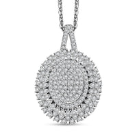 Doorbuster Diamond Pendant Necklace (20 Inches) in Rhodium Over Sterling Silver 1.00 ctw