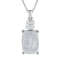 Marvelous Meteorite and Diamond 0.10 ctw Statement Pendant Necklace in Platinum Over and Rhodium Over Sterling Silver 20 Inches