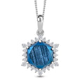 Marvelous Meteorite and Moissanite 0.30 ctw Blue Moon Pendant Necklace in Platinum and Rhodium Over Sterling Silver 20 Inches - Sticky add to cart bar
