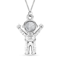 Marvelous Meteorite Astronaut Pendant Necklace in Rhodium Over Sterling Silver 20 Inches