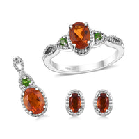 Niassa Ruby (FF), Tanzanite Ring (Size 7.00), Stud Earrings and Pendant in Rhodium Over Sterling Silver 3.75 ctw