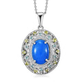 Ceruleite and Multi Gemstone 6.25 ctw Celestial Garden Pendant Necklace in Rhodium Over Sterling Silver 20 Inches - Sticky add to cart bar