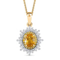 Madagascar Yellow Sapphire, White and Yellow Diamond 1.40 ctw Sunburst Pendant Necklace in 18K Vermeil Yellow Gold Over Sterling Silver 20 Inches - Sticky add to cart bar