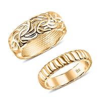 Set of 2 Band Ring in 18K YG Plated Bronze (Size 8.0)