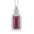 Doorbuster AAA Niassa Ruby (FF) and White Zircon 4.75 ctw Pendant Necklace in Rhodium Over Sterling Silver 20 Inches - Sticky add to cart bar