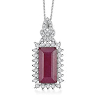 Doorbuster AAA Niassa Ruby (FF) and White Zircon 4.75 ctw Pendant Necklace in Rhodium Over Sterling Silver 20 Inches