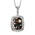 Karis Peanut Wood Jasper 15.30 ctw Solitaire Pendant in Platinum Bond with Stainless Steel Necklace 20 Inches - Sticky add to cart bar
