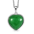 Karis Green Jade (D) 12.00 ctw Heart Pendant in Platinum Bond with Stainless Steel Necklace 20 Inches - Sticky add to cart bar