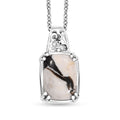 Peanut Wood Jasper 5.65 ctw Solitaire Pendant in Platinum Over Copper with Magnet with Stainless Steel Necklace 20 Inches - Sticky add to cart bar