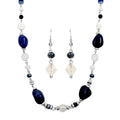 Sodalite 50.40 ctw and Austrian Crystal Canon Sky Blue Necklace and Earrings in Silvertone 24 Inches - Sticky add to cart bar