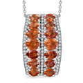 TLV Orange Sapphire, White Zircon Pendant Necklace (20 Inches) in Rhodium Over Sterling Silver 4.80 ctw - Sticky add to cart bar