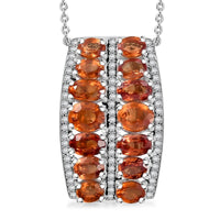 TLV Orange Sapphire, White Zircon Pendant Necklace (20 Inches) in Rhodium Over Sterling Silver 4.80 ctw