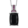 California Black Jade and Multi Gemstone 8.80 ctw Elegant Pendant Necklace in Rhodium Over Sterling Silver 20 Inches - Sticky add to cart bar