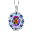 Nebula Quartz Doublet and Multi Gemstone 12.90 ctw Celestial Orbit Pendant Necklace in Rhodium Over Sterling Silver 20 Inches - Sticky add to cart bar