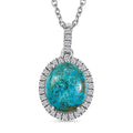 Premium Table Mountain Shadowkite and White Zircon 5.80 ctw Halo Pendant Necklace in Rhodium Over Sterling Silver 20 Inches - Sticky add to cart bar