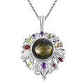 Karis Malagasy Labradorite and Multi Gemstone 12.20 ctw Pendant in Platinum Bond with Stainless Steel Necklace 20 Inches - Sticky add to cart bar