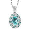 Certified & Appraised Rhapsody AAAA Paraiba Tourmaline and E-F VS Diamond 1.37 ctw Pendant Necklace in 950 Platinum 18 Inches - Sticky add to cart bar