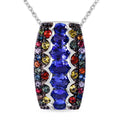Tanzanite and Multi Sapphire 3.30 ctw Prismatic Glory Pendant Necklace in Rhodium Over Sterling Silver 20 Inches - Sticky add to cart bar