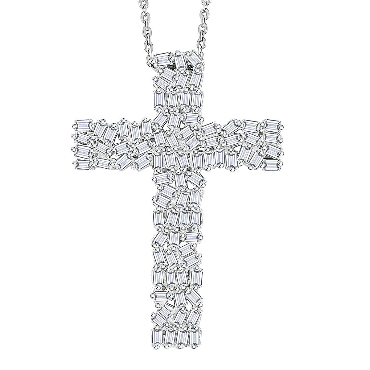 Doorbuster White Diamond Pendant Necklace (20 Inches) in Rhodium Over Sterling Silver 1.00 ctw