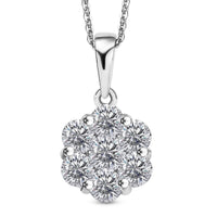 Moissanite Pendant Necklace (20 Inches) in Rhodium Over Sterling Silver 1.25 ctw