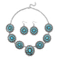 TLV Constitute Blue Howlite Necklace (20-22 Inches) in Black Oxidized Silvertone and Earrings in Stainless Steel 225.00 ctw - Sticky add to cart bar