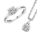 J Francis Embellished with Zirconia by Swarovski Solitaire Ring (Size 5.0), Pendant Necklace (20 Inches) in Rhodium Over Sterling Silver 2.25 ctw - Sticky add to cart bar