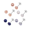 Set of 5, Multi Color Freshwater Pearl Stud Earrings in Stainless Steel - Sticky add to cart bar