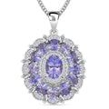 Tanzanite, Moissanite Pendant Necklace (20 Inches) in Rhodium Over Sterling Silver 3.40 ctw - Sticky add to cart bar